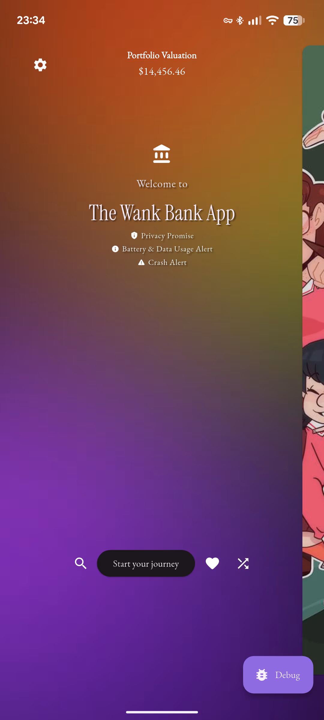 TWBA screenshot showing the portfolio valuation welcome screen.