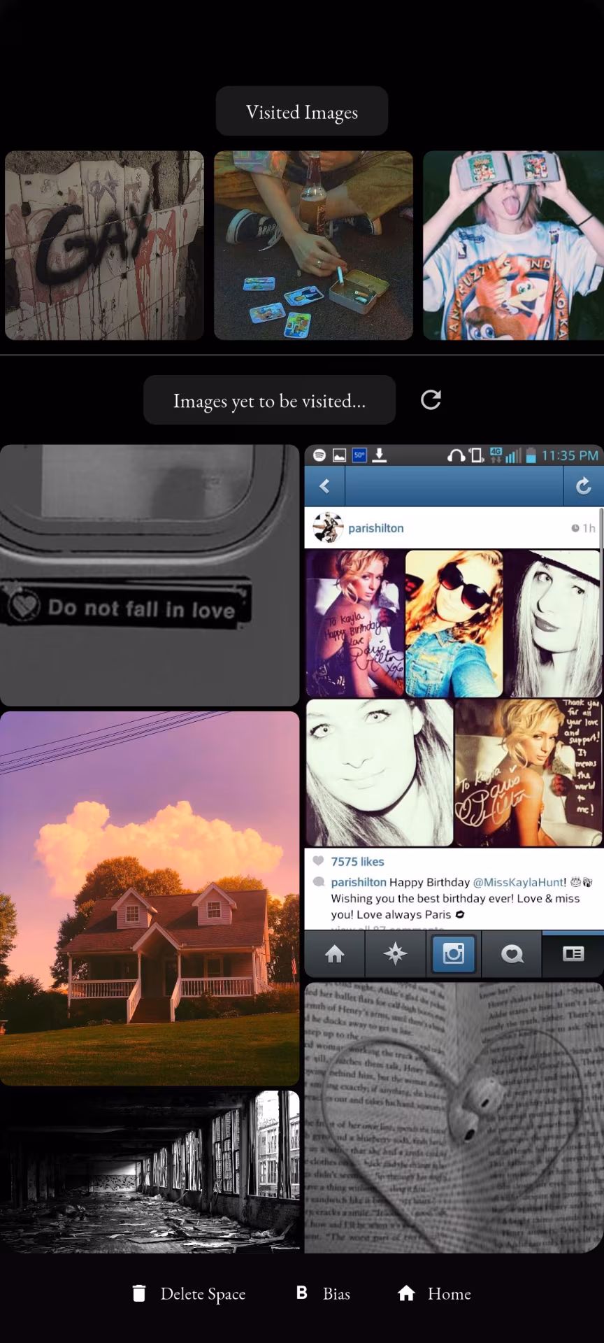 TWBA screenshot showing a nostalgia image board.