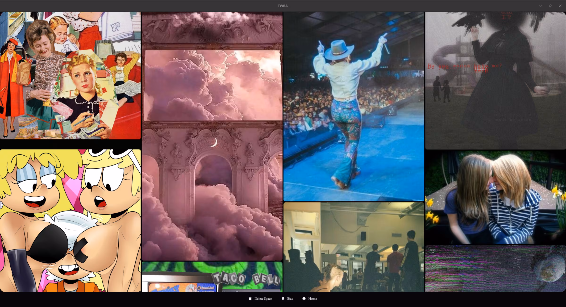 TWBA selected desktop screenshot showing a pop archive board.