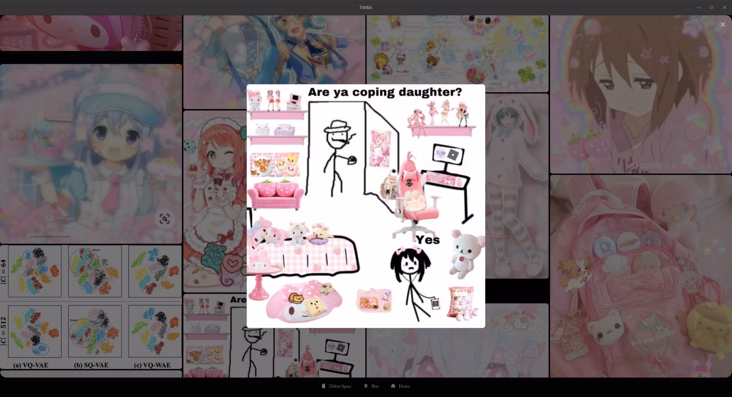 TWBA selected desktop screenshot showing a pastel image board.