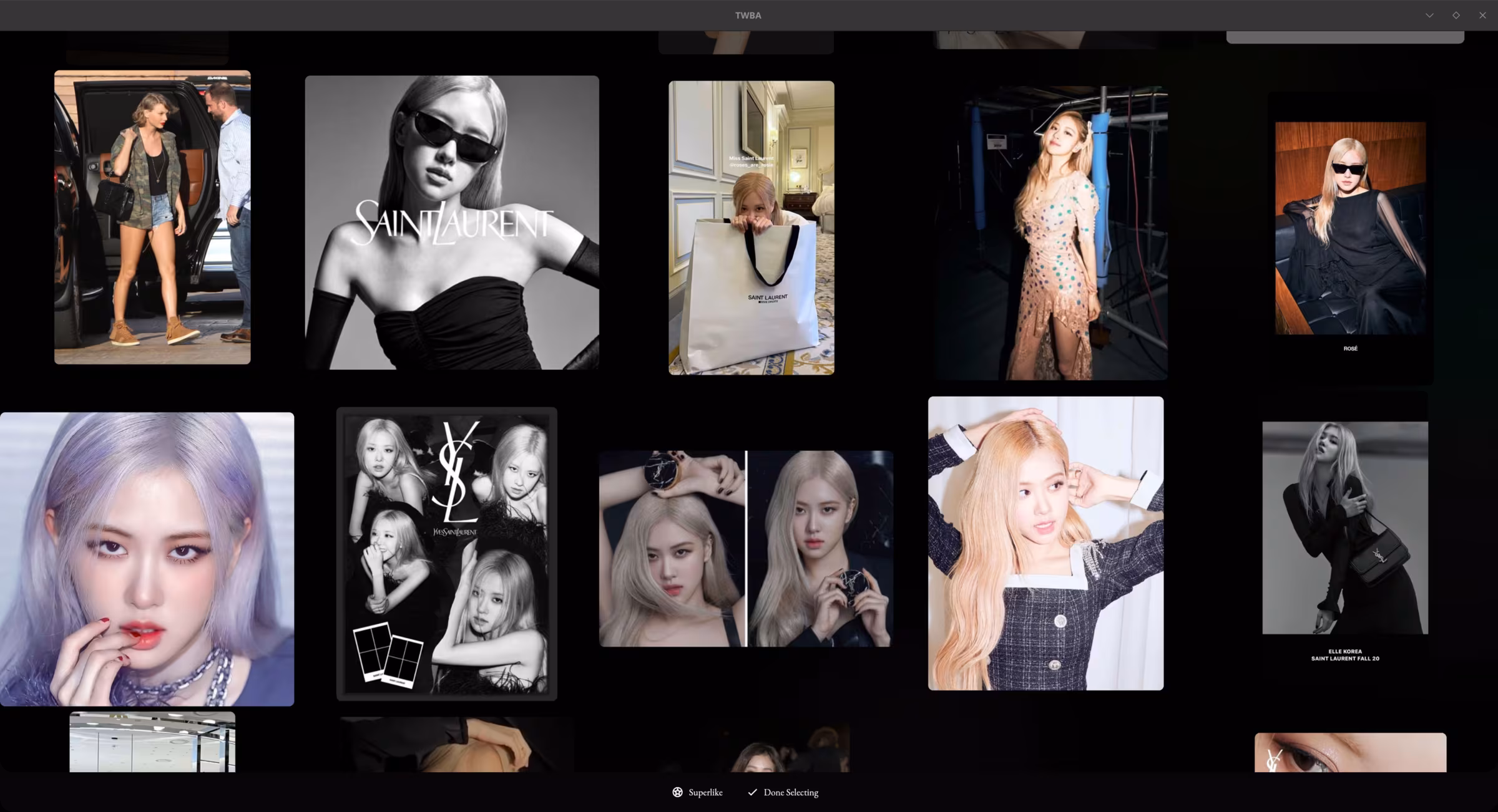 TWBA selected desktop screenshot showing a fashion registry board.